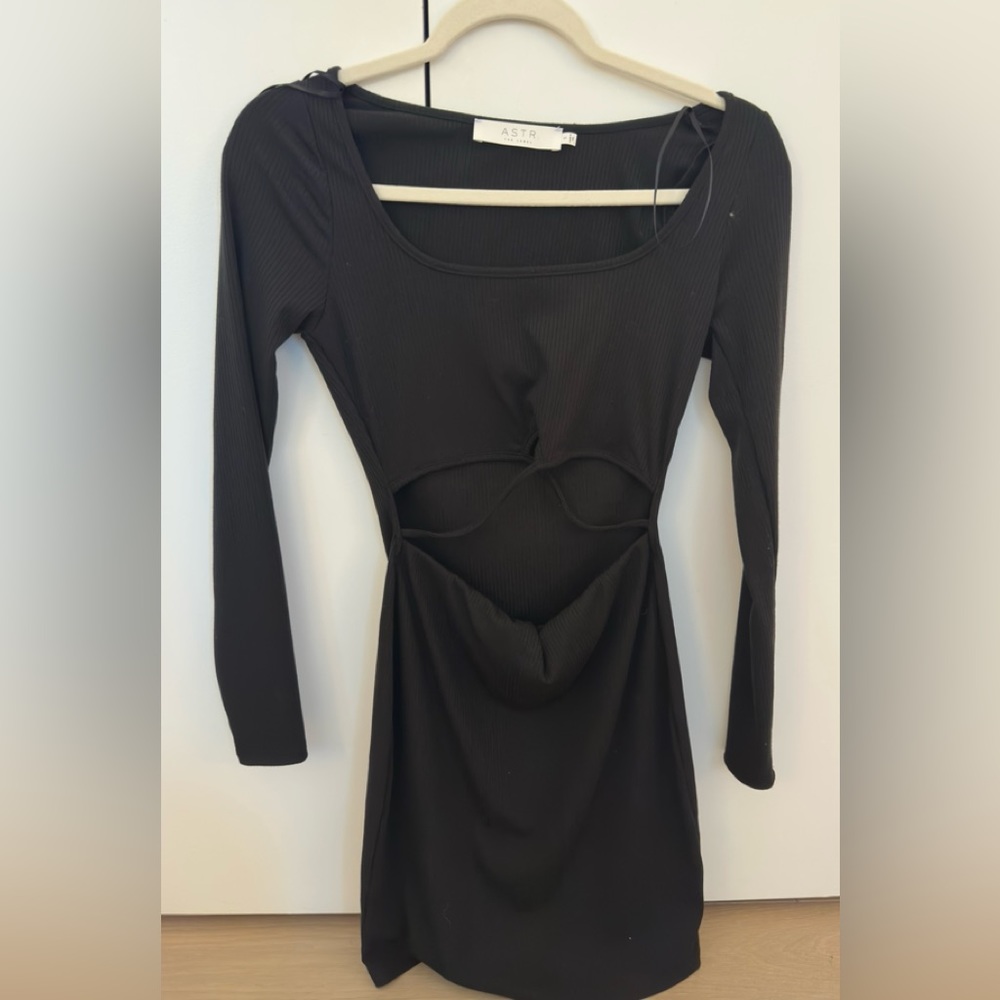 NWOT new 🆕 ASTR the label black ribbed  dress with cut out small